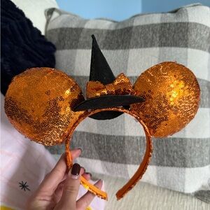 Kids Sparkling Orange Witch Disney Ears Headband